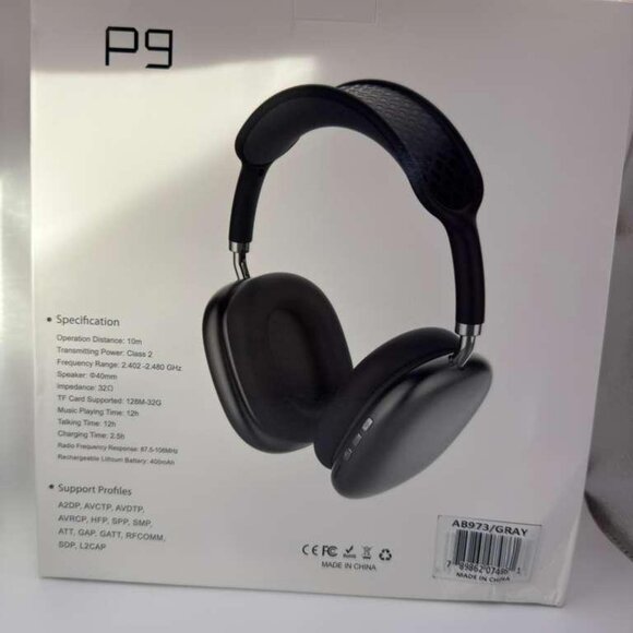 AOKO P9 Wireless Bluetooth Headphones – Over-Ear Stereo Headset with Mic – Grey - Picture 2 of 2